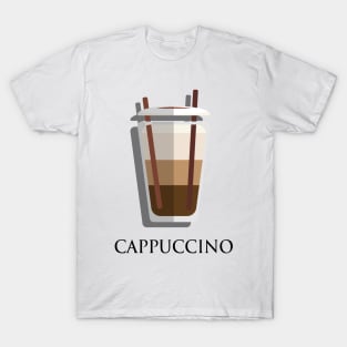 Iced Cold Cappuccino coffee front view flat design style T-Shirt